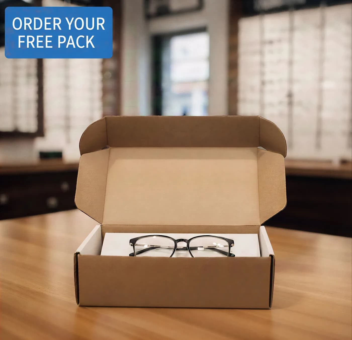 Free prepaid pack for sending glasses to Quality Fast Specs for reglazing