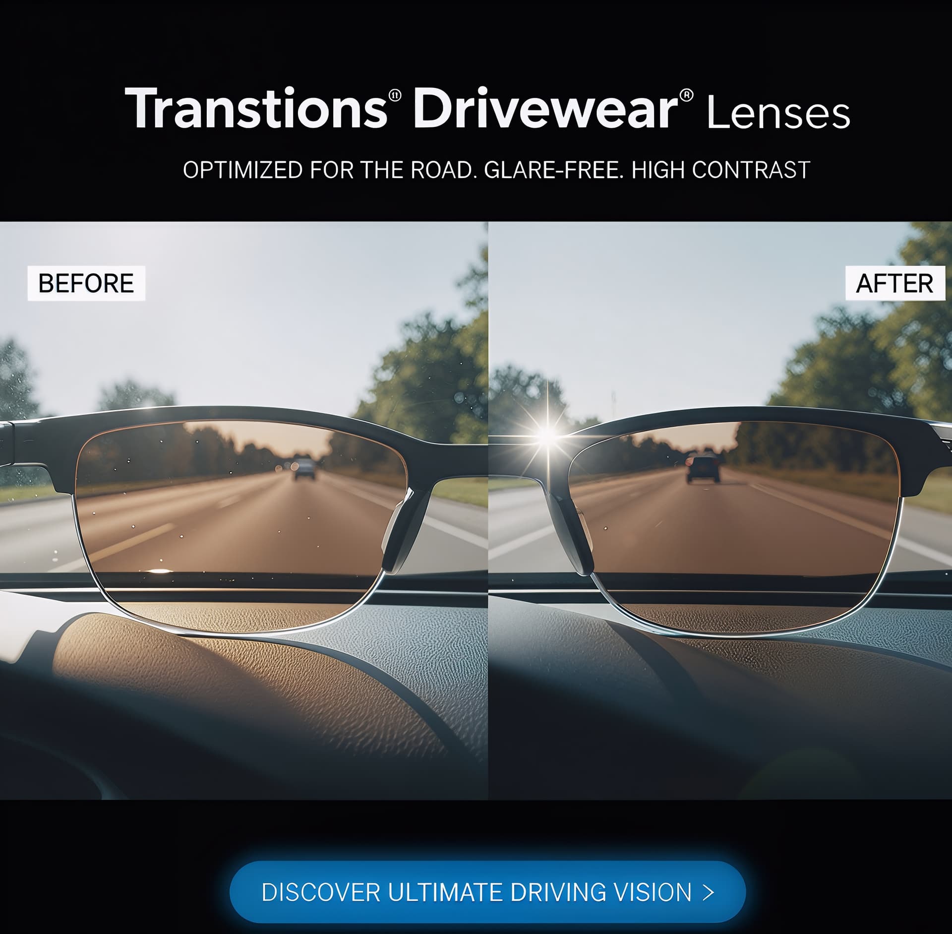Drivewear adaptive polarised lenses for dedicated daytime driving