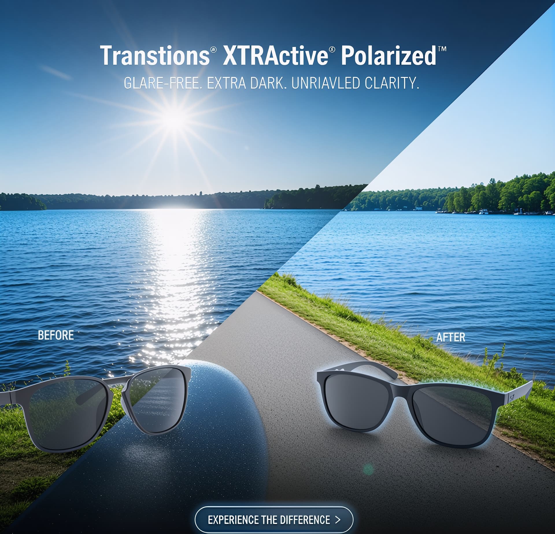 Transitions XTRActive Polarised lenses for glare reduction outdoors