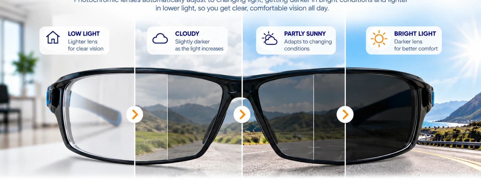 Diagram showing polarised lenses filtering reflected glare from water.