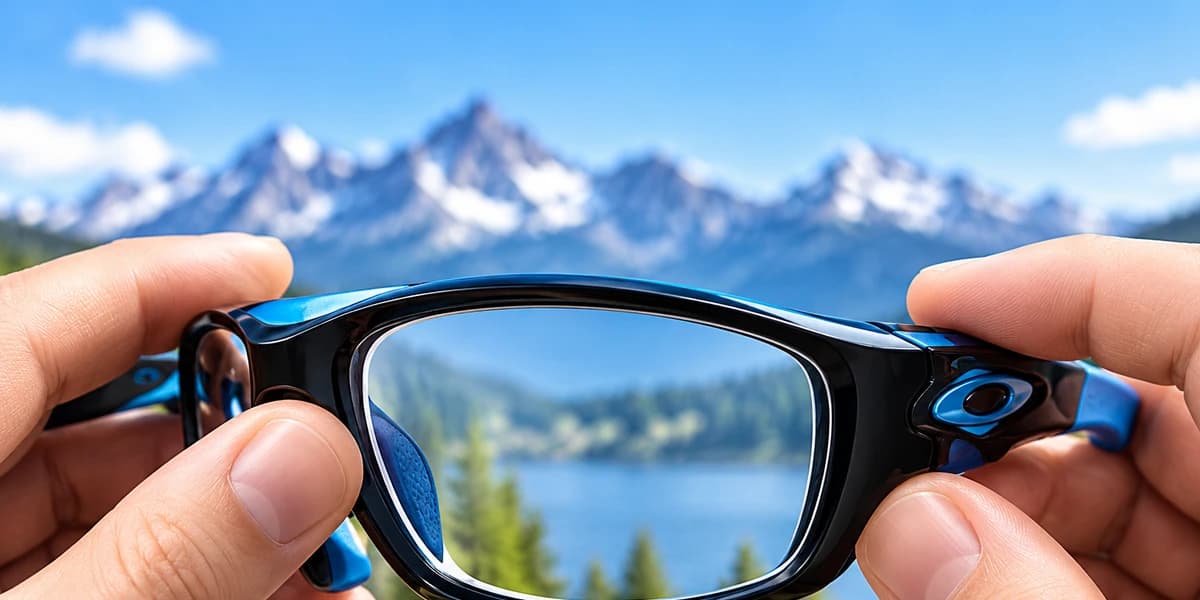 New prescription lenses being fitted into a sports frame.